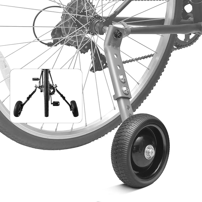 Bicycle Training Wheels for Adults, Fit 24" to 28" Bikes, Steel Construction, Black, 1 Pair - Safe and Stable Learning Training Wheels, Light Gray