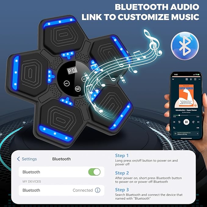 2025 Music Boxing Machine for Adults and Kids, Smart Bluetooth Boxing Training Equipment with Gloves Wall Mounted, Workout Punching Machine for Home,Office and Gym