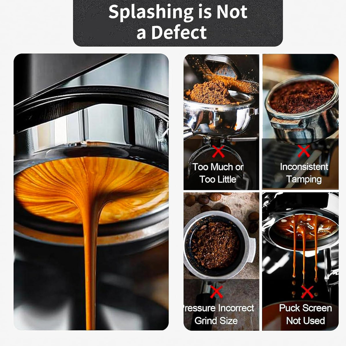51mm Bottomless Portafilter Compatible for CASABREWS Espresso Machine CM5418, 3700 Series, Mr. Coffee Espresso and Cappuccino Machine, with Stainless Steel Double Shot Capacity Cup Filter Basket