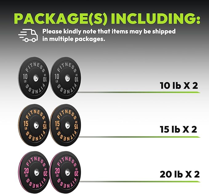 Bumper Plates 2 - Inch Olympic Weight Plate Set for Barbell, 10-55 lb Rubber Weights Sets for Home Gym, Strength Training Plate, Weight Lifting, Black