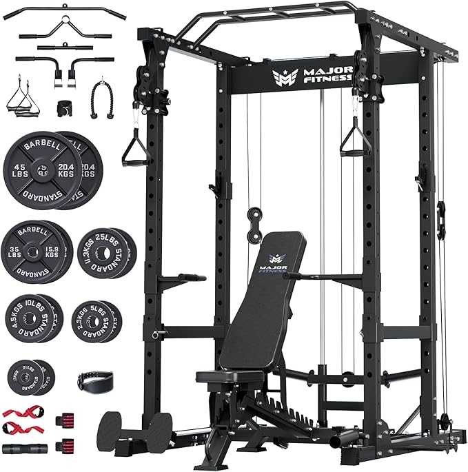 MAJOR FITNESS Drone1 Power Cage - Multi-Function Power Rack for Home Gym, Squat Rack, Cable Crossover System, for Strength Training, Heavy-Duty Steel Construction