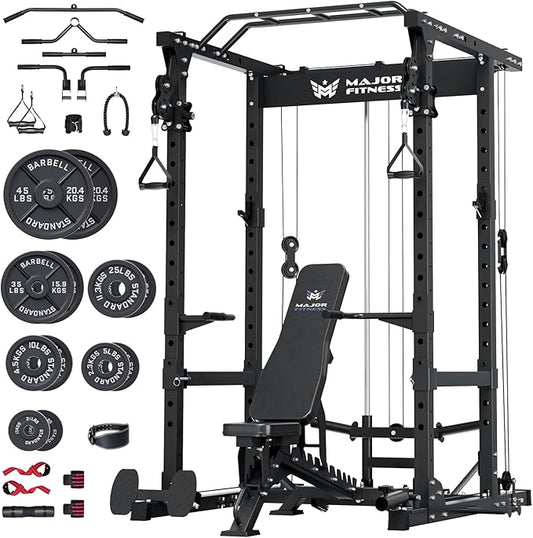MAJOR FITNESS Drone1 Power Cage - Multi-Function Power Rack for Home Gym, Squat Rack, Cable Crossover System, for Strength Training, Heavy-Duty Steel Construction