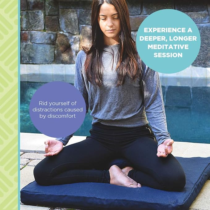 Bean Products Zafu Meditation Pillows for Sitting on Floor, Yoga Cushion, Cotton/Buckwheat Fill Yoga Pillow, Zafu Meditation Cushion, Zen Kneeling Prayer Pad- Made in USA - 14"x18" Oval - Royal Blue