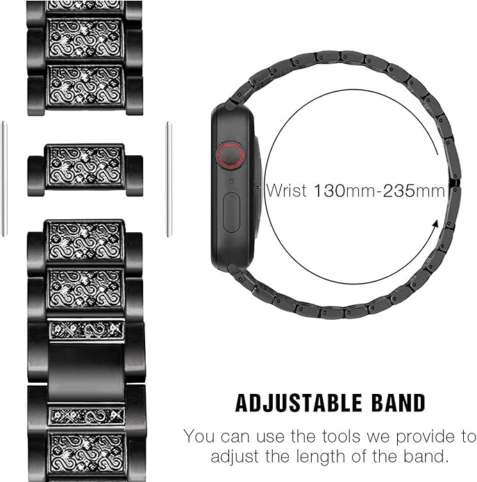 22mm Women's Jewelry Bling Diamond Metal Dressy Strap, Adjustable Replacement Strap Accessories Compatible for GTX12, T60 Smart Watches