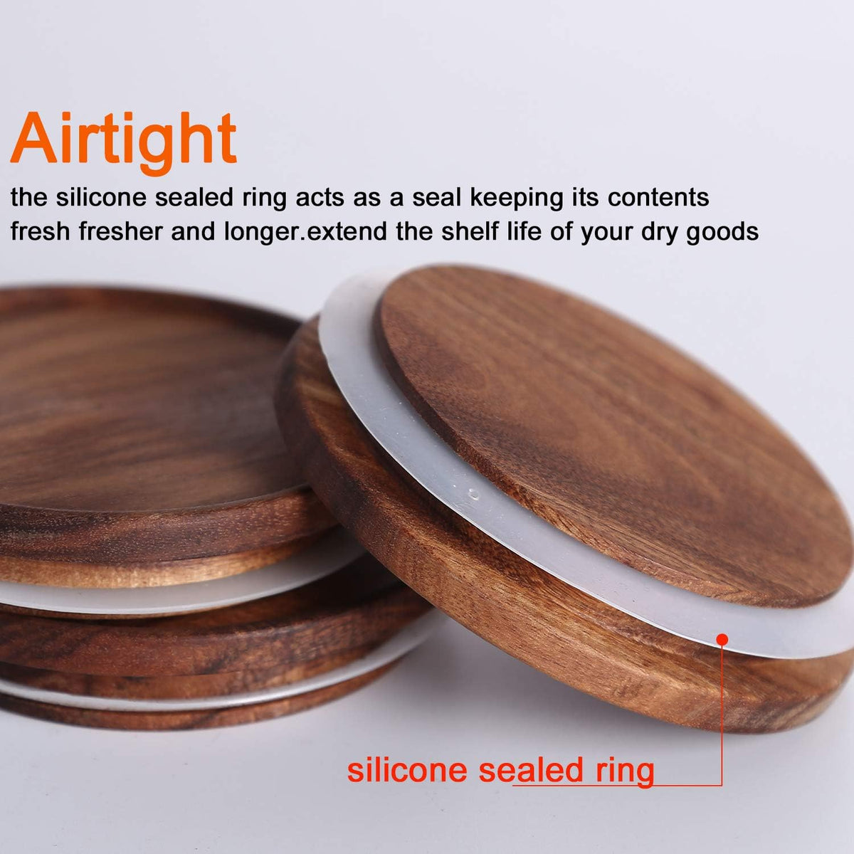 KKC HOME ACCENTS Airtight Glass Food Storage Jars with Wood Lids for Coffee,Sugar,Salt,Wooden Top Sealed Glass Kitchen Jars,18 Fluid Ounces