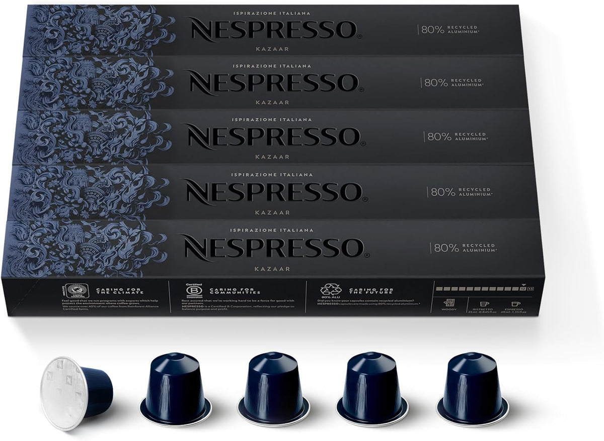 Nespresso Capsules Original Line, Kazaar, Dark Roast Coffee, 50 Count Coffee Pods