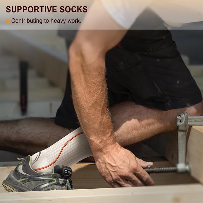 BULLIANT Compression Socks for Men 6Pairs, Athletic Crew Socks Cushioned For Men Sports Running-Arch Support