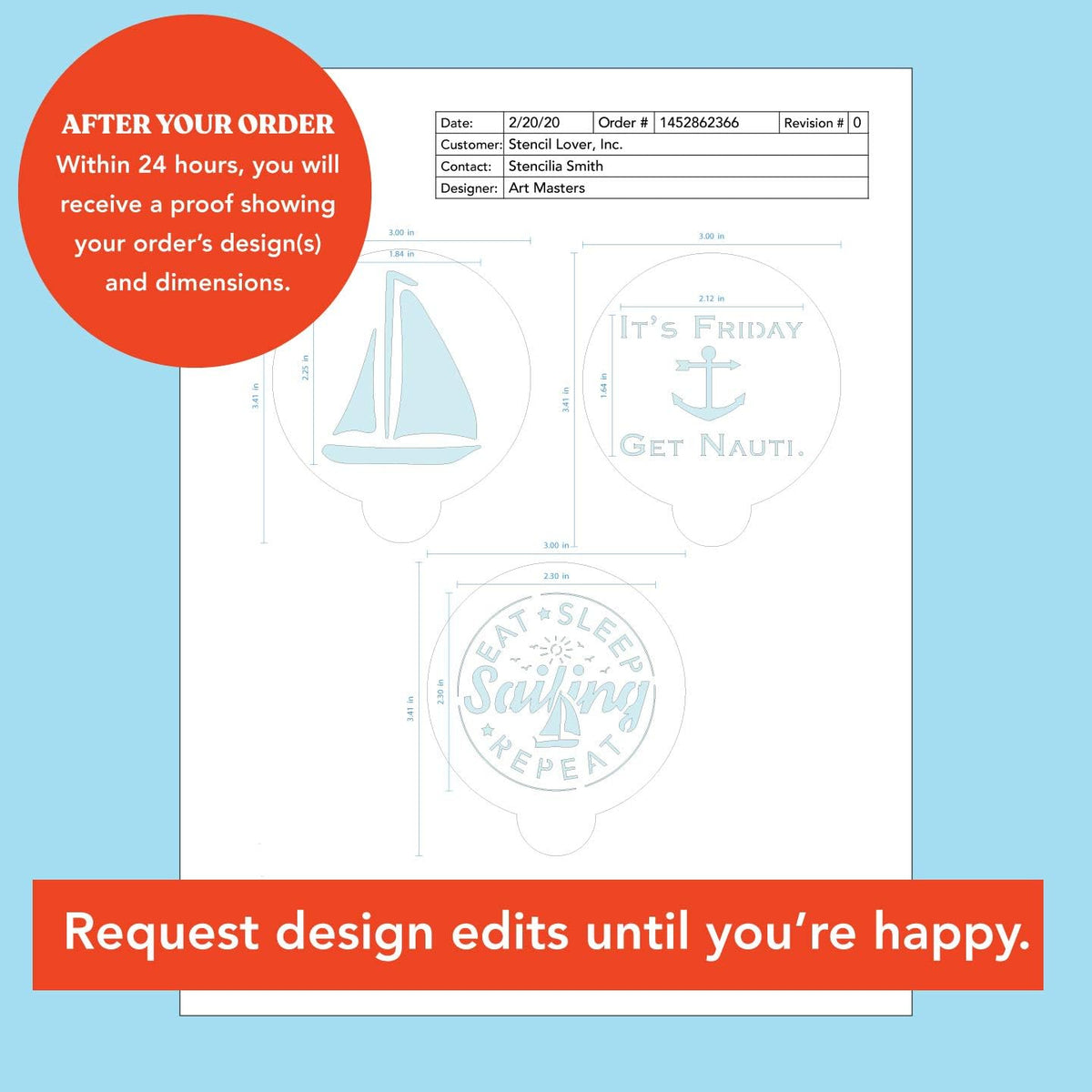 Stencil Stop Custom Coffee Stencil - Customizable for Business Logos, Faces, Images - 14 Mil Mylar Plastic (2.5 x 2.5 inches - 25 Pack)