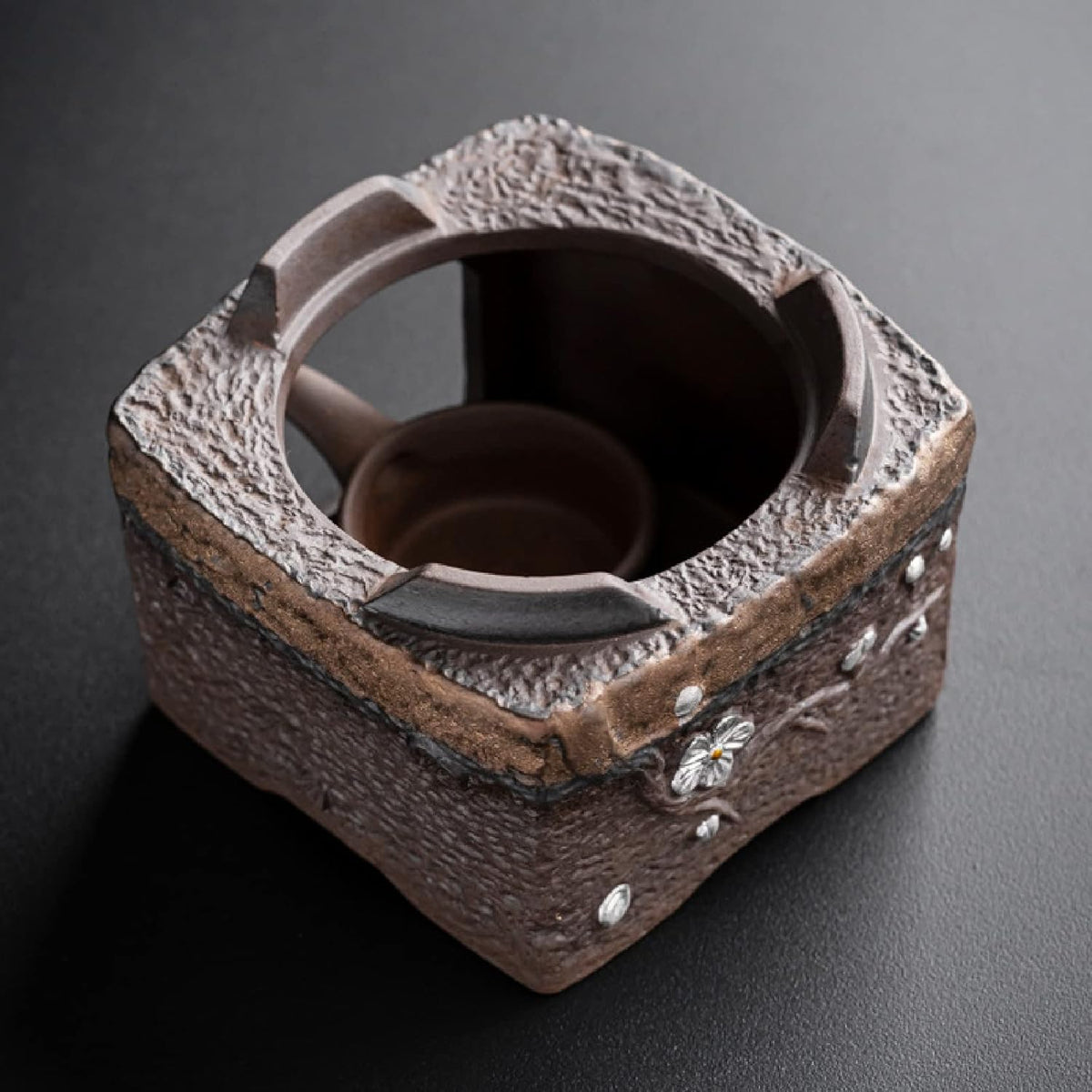 Teapot Warmer Matte Classic Retro Ceramic Universal Tea Warmer Stand Set with Candle Holder Japanese Style for Warming Tea, Coffee and Milk etc.