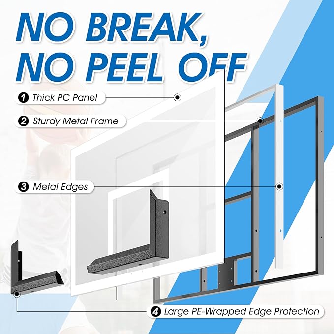 Basketball Hoop Outdoor 44 Inch Shatterproof Backboard 4.8-10ft Height Adjustable Portable Basketball Hoop Goal System for Kids Youth Adults Play in Backyard/Courts/Indoor