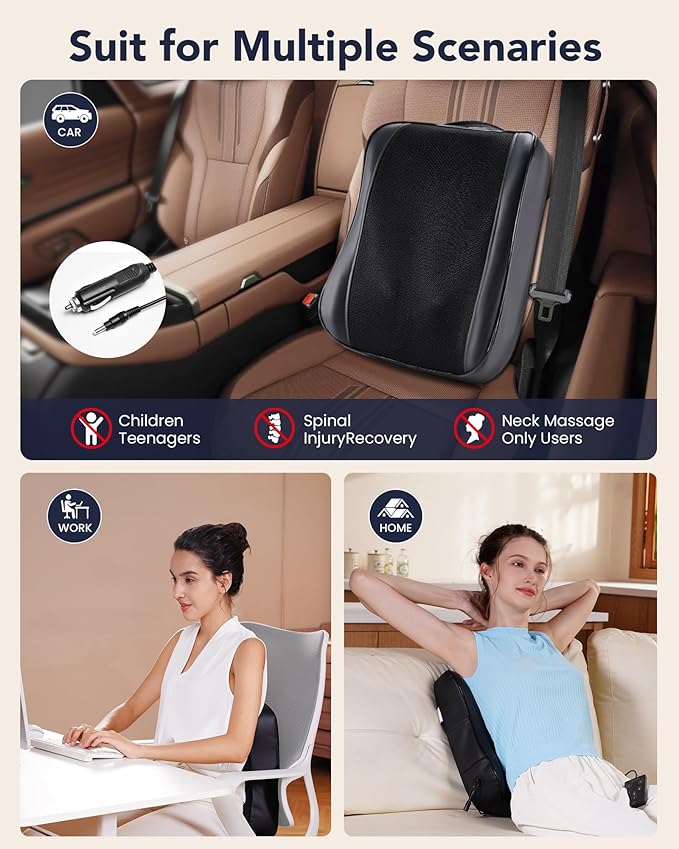 Boriwat Back Massager with Heat, Shiatsu 4D Kneading Rolling Up and Down Back Massage for Pain Relief Deep Tissue, Track-Guided & Lower Back Massager for Lumbar, Shoulder, Gifts for Women Men Mom Dad