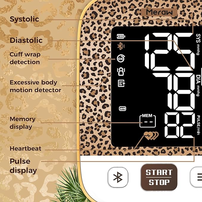 Blood Pressure Monitor Home Use, Blood Pressure Cuff Digital Arm, Blood Pressure Monitor Automatic Cuff 8.7-16.5" Bluetooth App Tracking Irregular Heartbeat Monitoring Brown