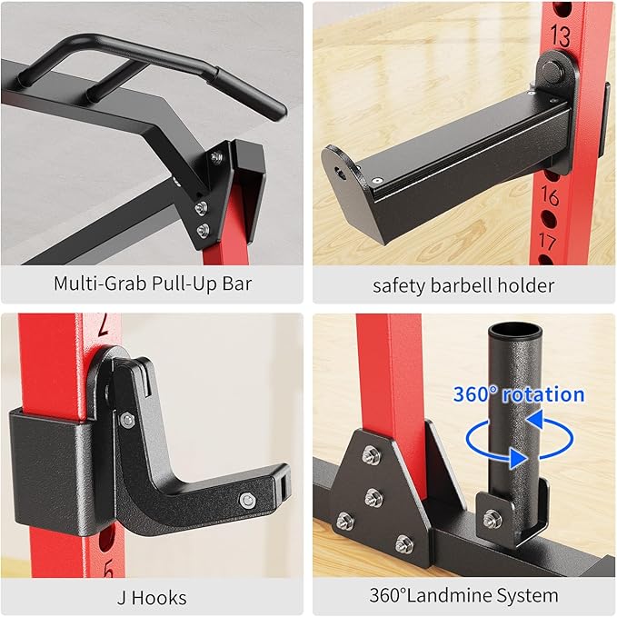 Power Rack Power Cages Multi-Function Squat Rack with Cable Crossover System Selectable More Training Attachment Weight Cage for Garage Home Gym