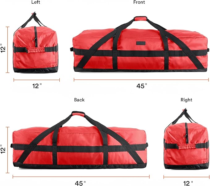 Fitdom 106L 45" Heavy Duty Extra Large Duffle with Upgrade Zipper, Durable & Water Resistant. Perfect as Camping Travel Storage Tent Storage Sports Equipment Bag For Coaches & More