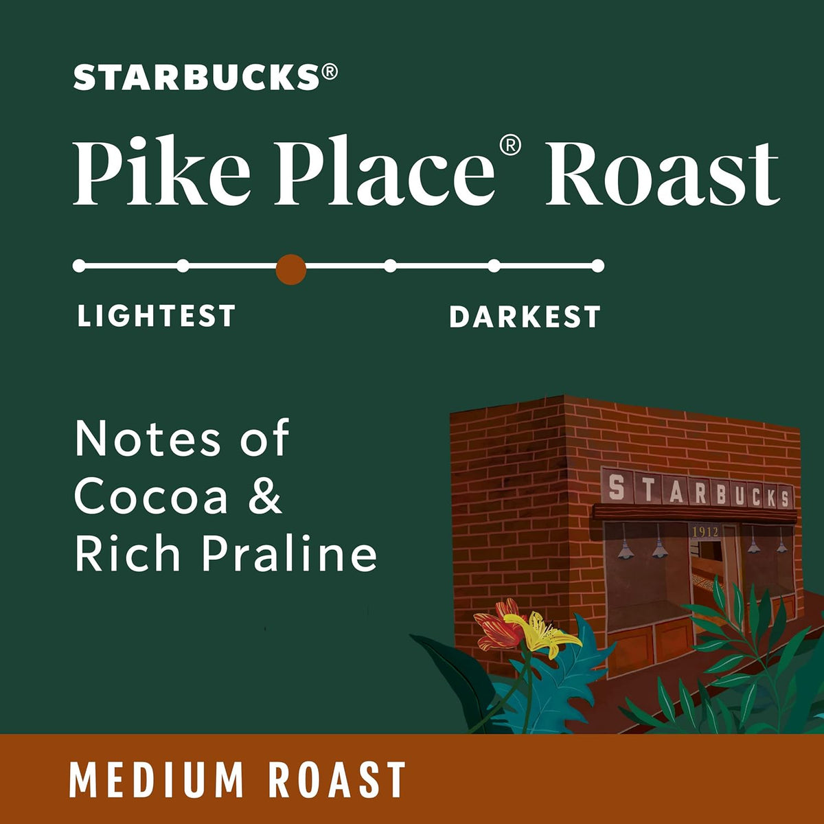 Starbucks K-Cup Coffee Pods, Medium Roast Coffee, Pike Place Roast for Keurig Brewers, 100% Arabica, 6 boxes (60 pods total)