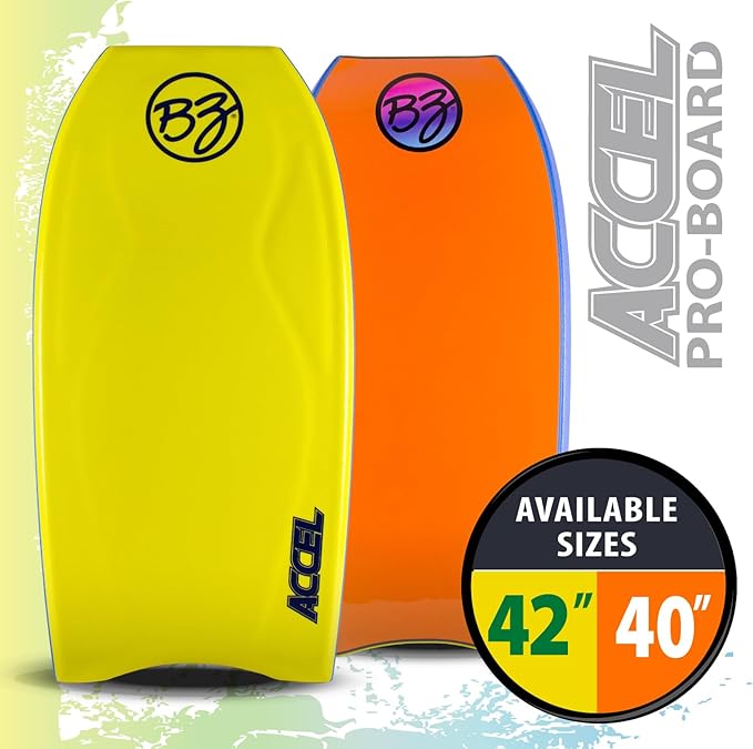 BZ Bodyboards - Accel Pro Board - Crescent Tail, Slick Bulbs, Contoured Deck Cutting Edge, High Performance - Advanced Riders