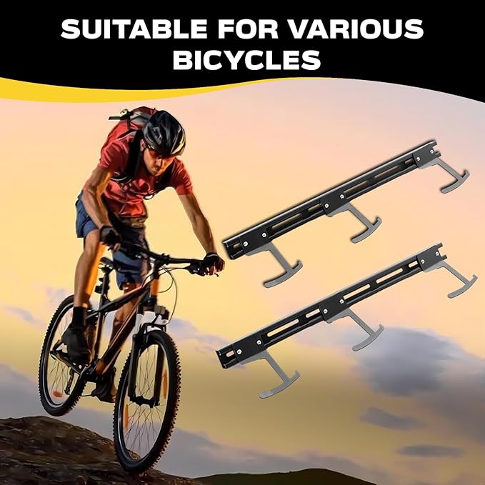 Bike Storage Rack Wall Mount Bike Rack | Steel Bike Mount Wall | Adjustable Bike Hangers for Garage (6 Bike Rack)