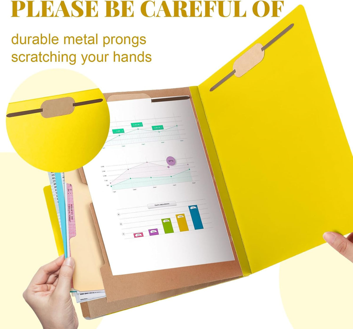 36 Pcs Classification Folders Letter Size, Back to School Supply for Teacher, Student, 2 Pocket Dividers Pressboard File Folder Bulk with 2 Fasteners, 2 in Expanding File Organizer (Yellow)