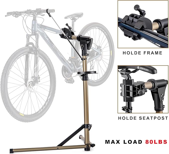 Bike Repair Stand (Max 80lbs) - Bike Stand Rack for Workstand Maintenance - E Bike Repair Stand Bicycle Shop Home Mechanics for Mountain Bike and Road Bike