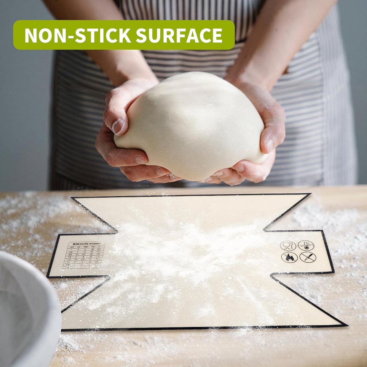 2Pcs Silicone Bread Loaf Pan Liners, Extra Thick Silicone Baking Mat for Dutch Oven, Non-Slip & Easy Clean Reusable Sourdough Bread Baking Supplie - For Bread, Cookies, Pastry (black)
