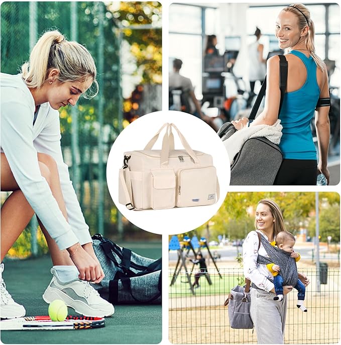 FIORETTO Women's Gym Duffle Bag with Shoes Compartment, 37L Capacity, Ideal for Travel, Gym, Sports, Duffel, Weekender