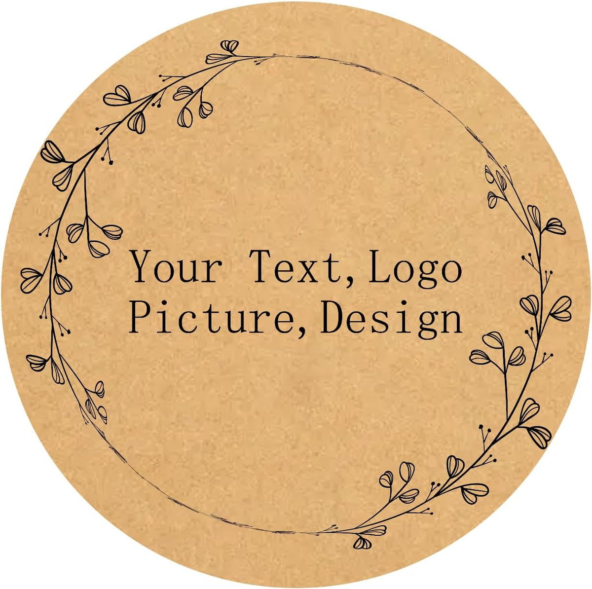 Custom Stickers Kraft Paper Labels Personalized Withe Text, Business Logo Customized Food Jars Labels Bakery Label Sticker Package Favor Canning Circle 100pcs (Style 5)