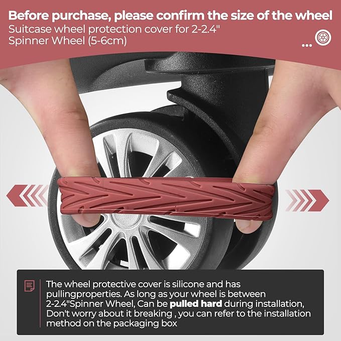 8 Pcs Upgrade Luggage Wheel Covers, Carry On Luggage Suitcases,Wear-Resistant, Anti-Noise, Silicone Wheel Protective Covers for 2-2.4" Spinner Wheel,Essential Travel Accessories (Brown)