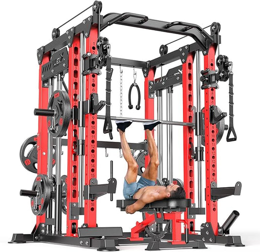 Power Cage,1600lbs Multi-Function Power Rack with Adjustable Cable Crossover System and More Training Attachment, Weight Cage for Home Gym