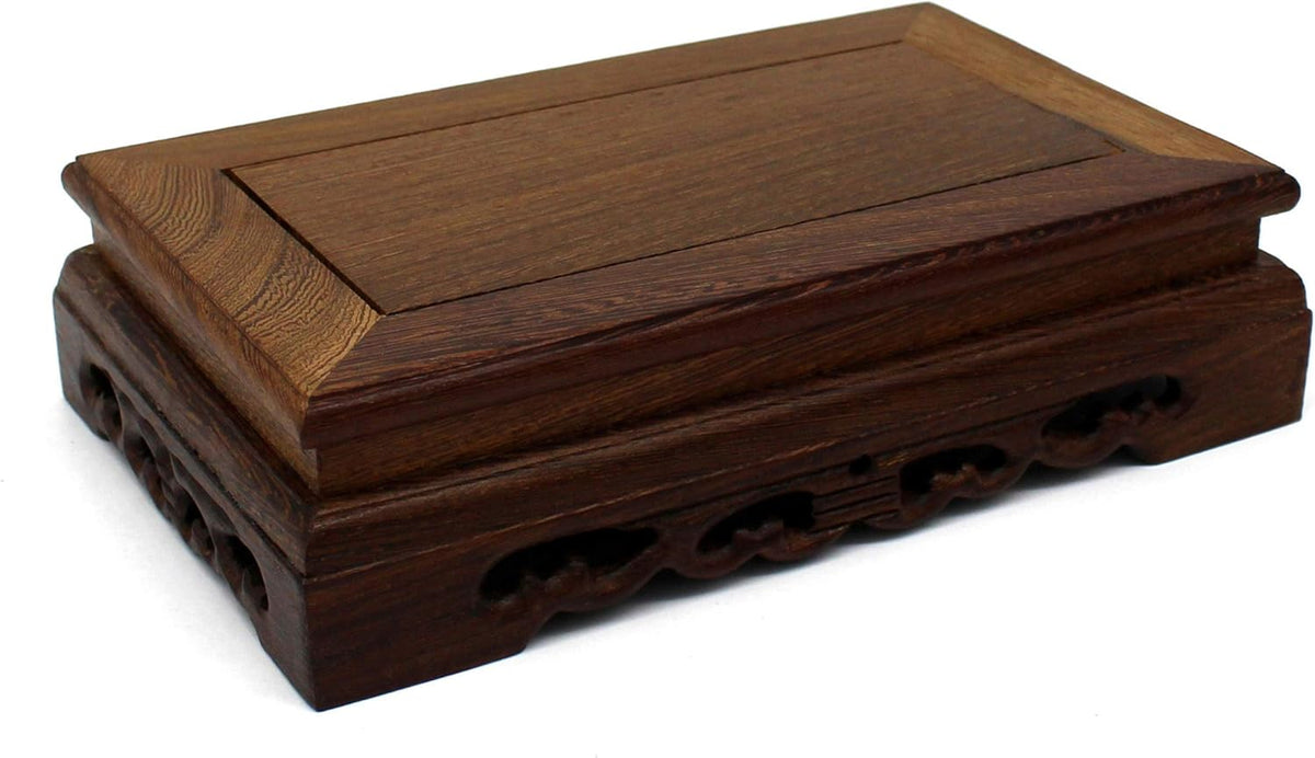 CVHOMEDECO. Primitives Rustic Rosewood Rectangle Display Stand Vase Pot Base Fishbowl Pedestal Stand. (8-1/2 Inch)