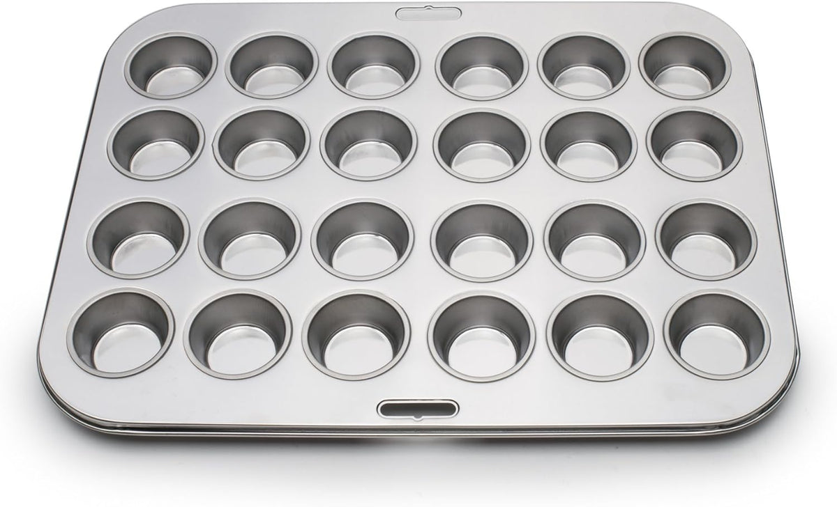 Fox Run Mini Muffin and Cupcake Pan, 24 Mini Cups, Stainless Steel Baking Pan, 10.5 x 13.75 x 1.5 inches,