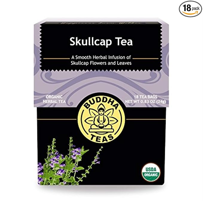 Buddha Teas Organic Skullcap Tea - OU Kosher, USDA Organic, CCOF Organic, 18 Bleach-Free Tea Bags