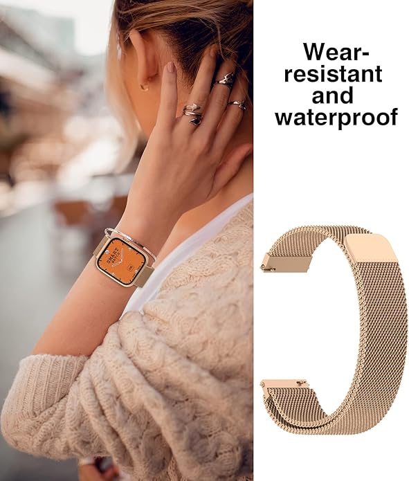 22mm Magnetic Stainless Steel Smartwatch Bands – Quick Release Milanese Loop Replacement Strap for Men Women – Stylish, Adjustable, Anti-Snag Edge, Comfortable Fit, Compatible with Smartwatches