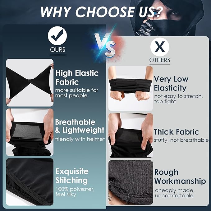 Achiou Balaclava Face Mask, Ski Mask for Men Women Football, Lightweight Sheisty, Ninja Shiesty Sun Hood UV Protector Cycling