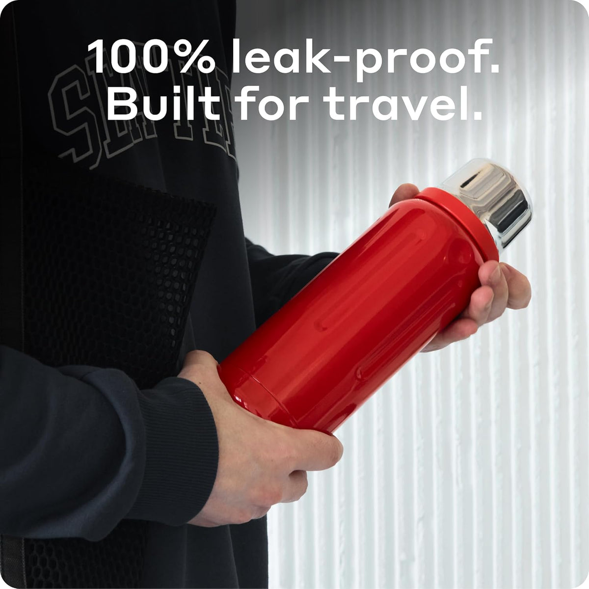 BOBBER 26 oz Stainless Steel Heavy Duty Thermos for Hot and Cold Drinks – Dishwasher Safe Insulated Water Bottle with Cup Lid – Keeps Hot for 36 Hours – Leak-Proof Rugged Thermos with Screw Lid (Red)