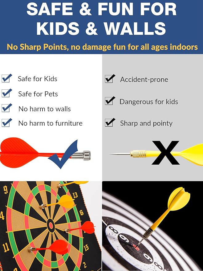 BATURU Magnetic Dart Board for Kids, Teens, and Adults — Double-Sided Dart Board Game with Strong Magnetic Darts, Roll-Up Portable Design, Gifts for Teen Boys, Family Parties, Camping, and Birthdays