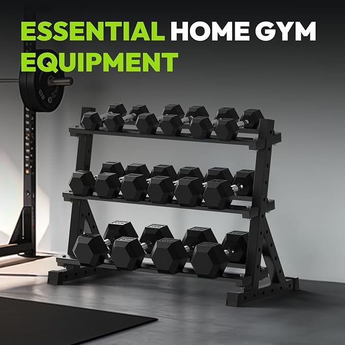 3-Tier Dumbbell Rack, 1000 lb Large Capacity, Heavy Duty Weight Storage Rack for Home Gym