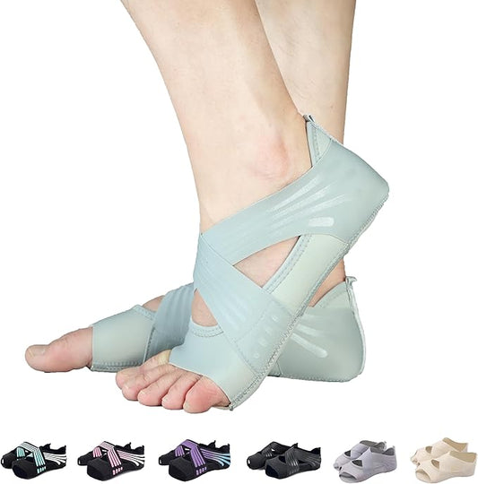 ABIRAM Yoga Socks Toeless Non-Slip Grips & Straps, for Pilates, Barre, Ballet, Bikram, Workout for Women