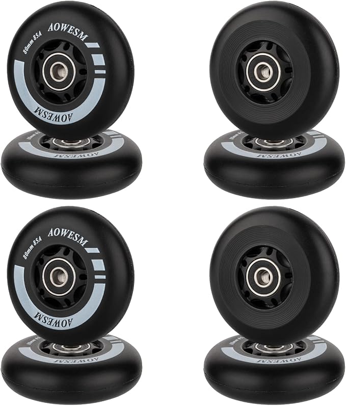 AOWESM Inline Skate Wheels 80mm 76mm 72mm 85a Outdoor Indoor Black Blue Red Roller Hockey Blades Replacement Wheels w/Bearings ABEC-9 and Floating Spacers (8-Pack)