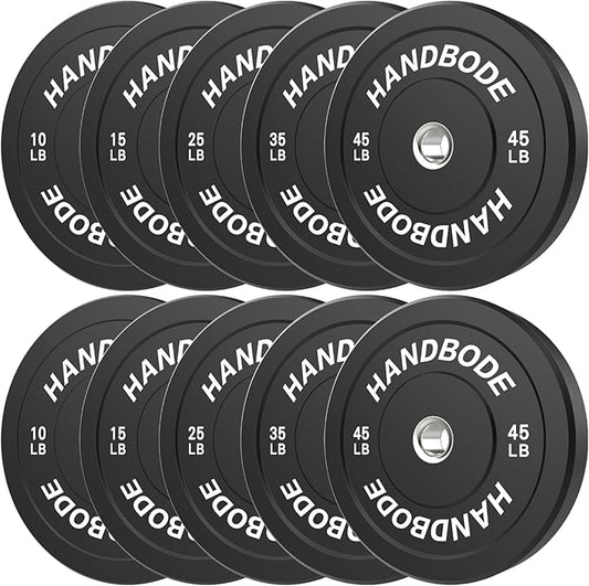Bumper Plates 2 - Inch Olympic Weight Plate Set for Barbell, 10-55 lb Rubber Weights Sets for Home Gym, Strength Training Plate, Weight Lifting, Black