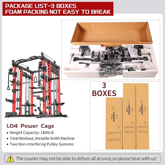 Power Cage,1600lbs Multi-Function Power Rack with Adjustable Cable Crossover System and More Training Attachment, Weight Cage for Home Gym