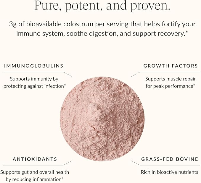 Beam Colostrum Powder – Gut Health, Immune Support & Recovery Supplement – 3g per Serving – Grass-Fed, Third-Party Tested, Pure Whole Bovine Colostrum – No Fillers, Non-GMO, 30 Servings