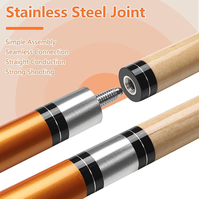 Billiard Cues Stick, 58" Pool Cues Canadian Maple Wood Leather Pattern Grip 18 19 20 21 oz Pool Cue Stick for Bar House Pool Table Sports