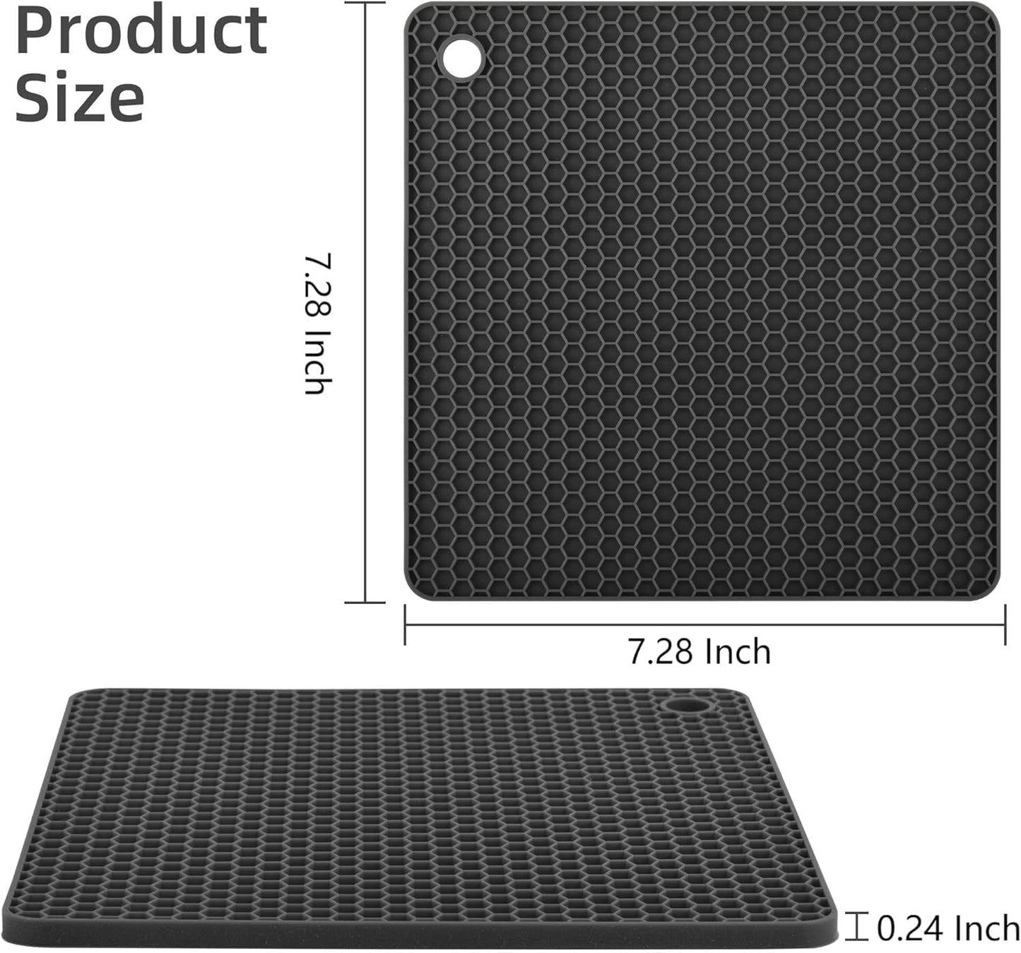 Silicone Trivets Mats, Hot Pads for Pot Holder, Square Trivets for Dishes, Pots and Pans, Multi-Purpose Kitchen Counter Pads, Non-Slip Heat Resistant Mats Set 4 Red
