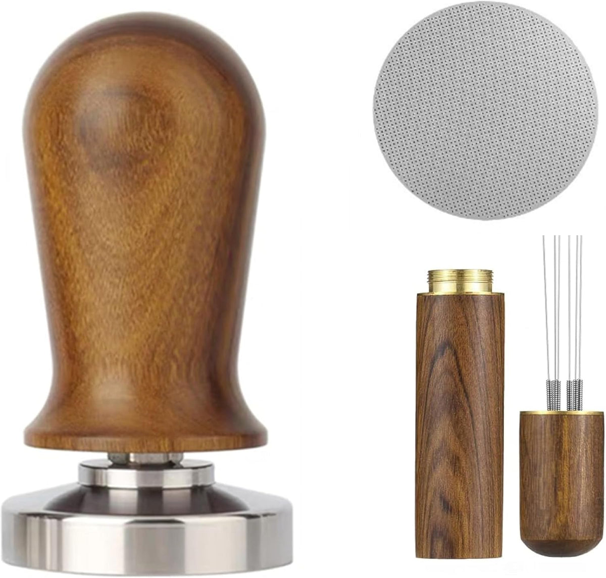 Espresso Tamper, Professional Spring Loaded Espresso Accessories with WDT Tool Espresso & Puck Screen, Compatible with 53mm/54mm Breville Portafilter, Coffee Tamper for Home & Commercial Use