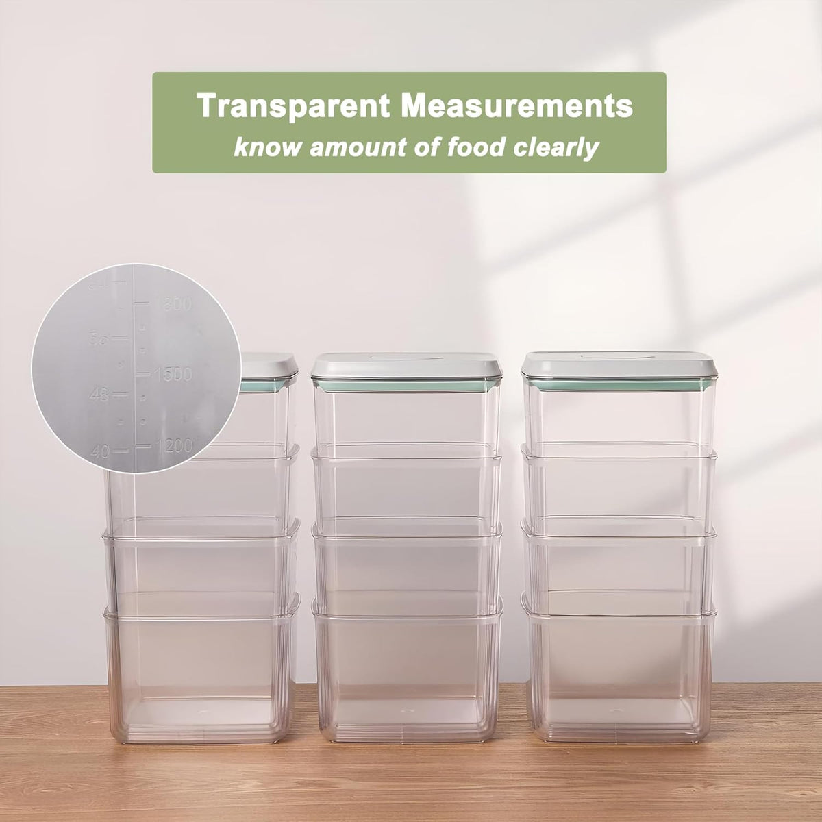 Airtight Food Storage Containers with Lids Pop Up Containers Pasta Organizer for Kitchen Pantry Cereal Snack Flour Sugar Coffee (3pc 3300ml / 3.48qt)