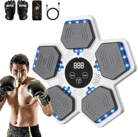2025 Music Boxing Machine for Adults and Kids, Smart Bluetooth Boxing Training Equipment with Gloves Wall Mounted, Workout Punching Machine for Home,Office and Gym