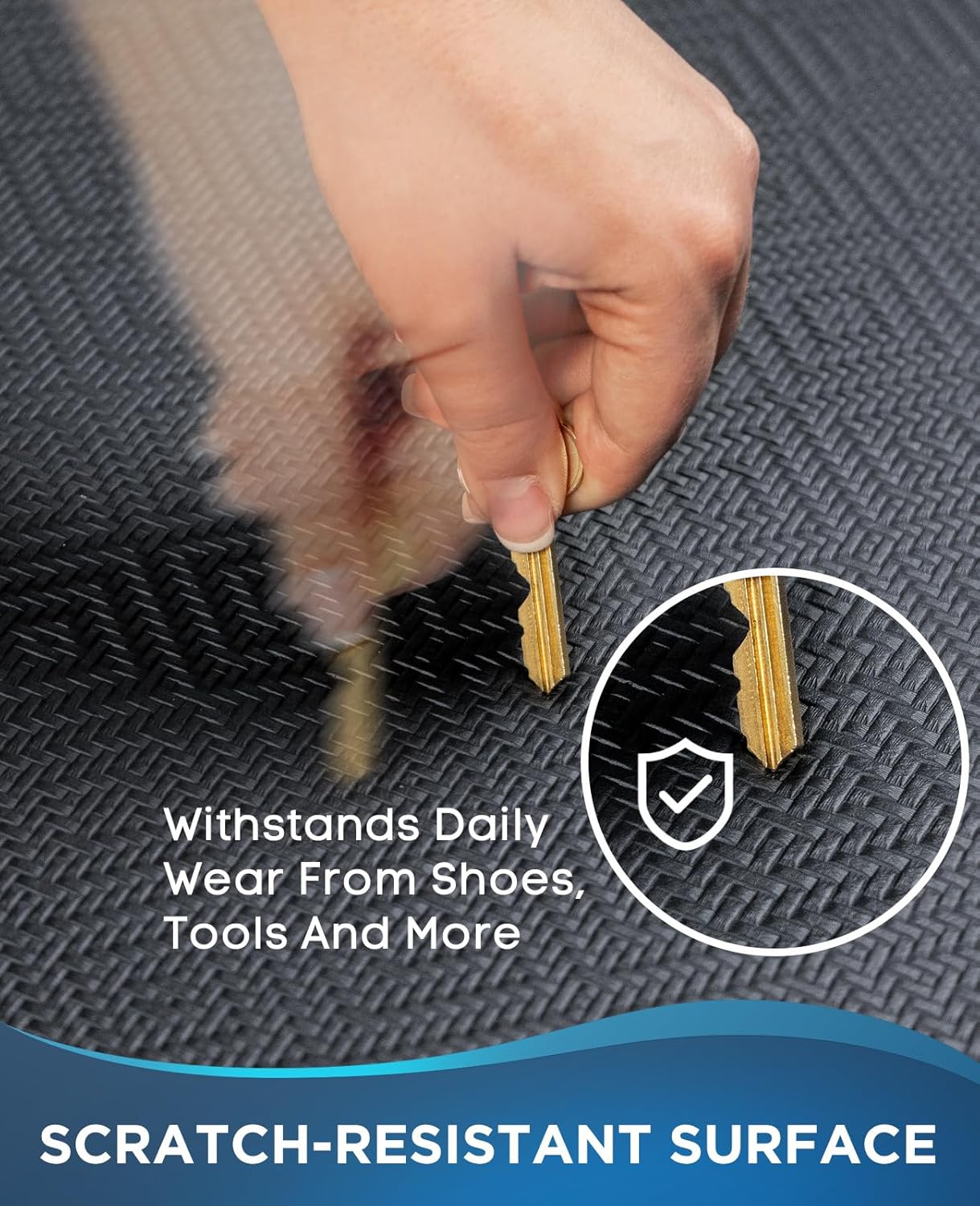 Ophanie Kitchen Mats for Floor, 3/4 Inch Thick Kitchen Rugs, 24'' x 70'' Anti Fatigue Standing Cushioned Mat, Waterproof,Comfort Ergonomic Mat for Office, Home, Sink, Black Non-Slip Bottom