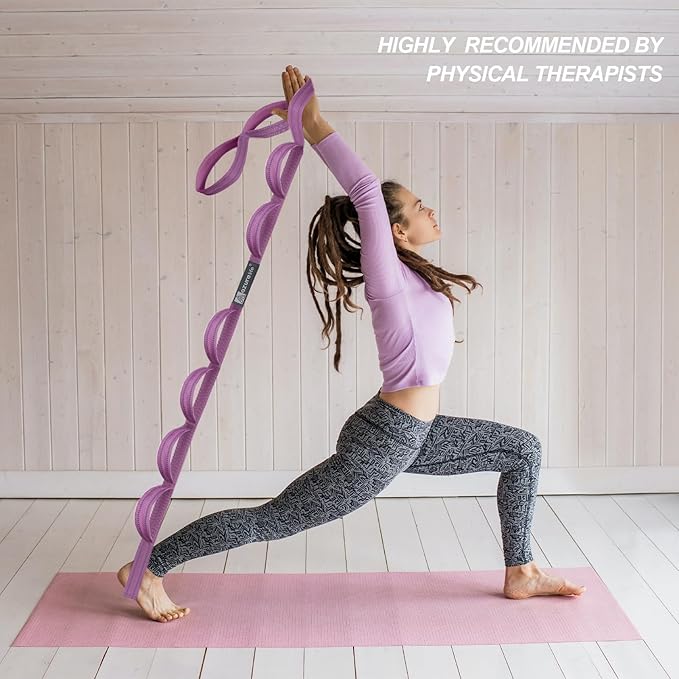 Premium Durable Stretch Straps with Loops, Stretching Strap for Physical Therapy, Multi-Loop Yoga Strap Fitness Exercise Strap for Yoga, Pilates, Dance, Flexibility&Exercise