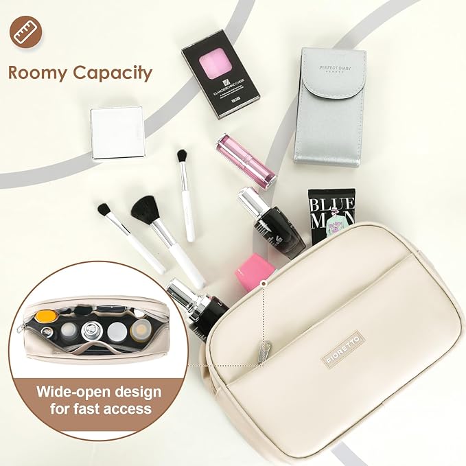 FIORETTO Womens Gym Tote Duffle Bag with Toiletry Bag, Sports Duffel Overnight Hospital Workout Carry on Bag for Girls with Wet Pocket & Shoe Compartment, Ideal for Travel, Swimming, Beige & Brown