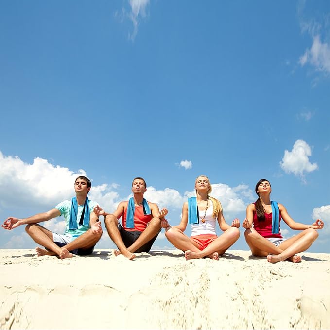 Biange Cooling Towel (Pack of 20, 40"x12") with Pouches for Sports, Workout, Fitness, Gym, Yoga, Golf, Pilates, Travel, Camping & More